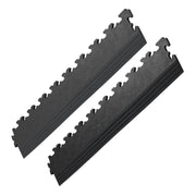 Deux rampes noires ECO X-Joint pour finition de sol de garage.