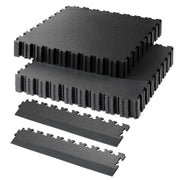 Pile de dalles de garage X Joint noires et graphite avec rampes assorties.