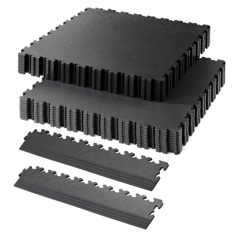 Pile de dalles de garage X Joint noires et graphite avec rampes assorties.