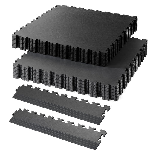 Pile de dalles de garage X Joint noires et graphite avec rampes assorties.
